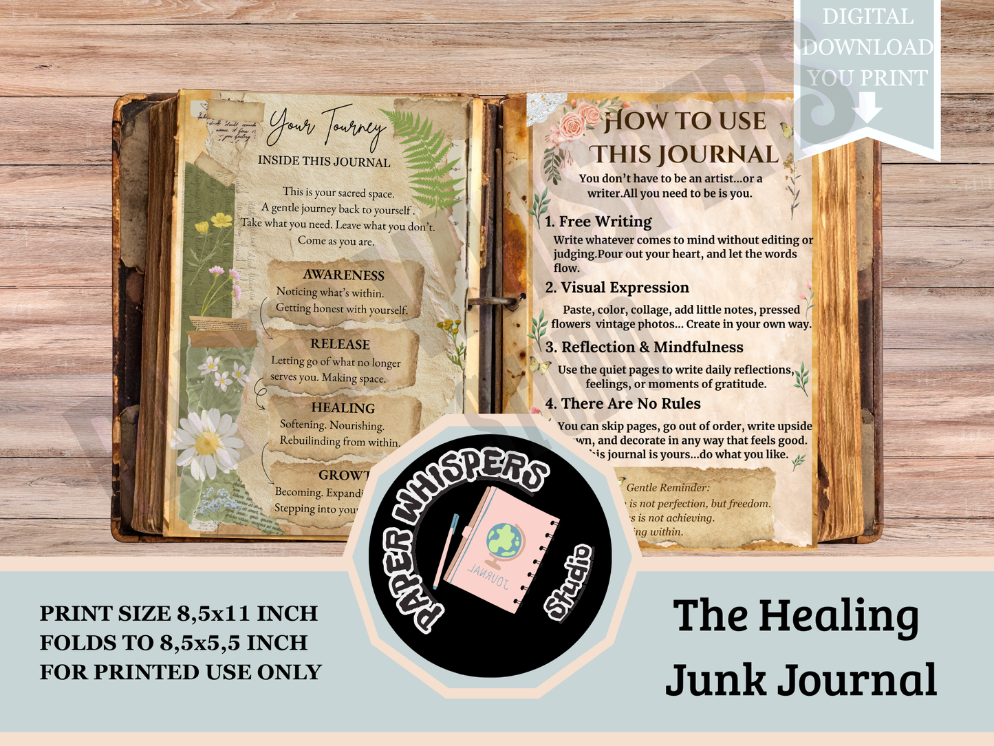 Whispers from Within :A Vintage Healing Junk Journal