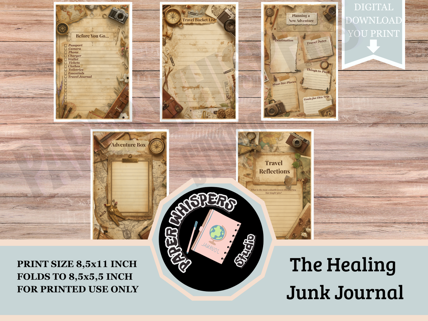 Whispers of Adventure :A Vintage Travel Junk Journal