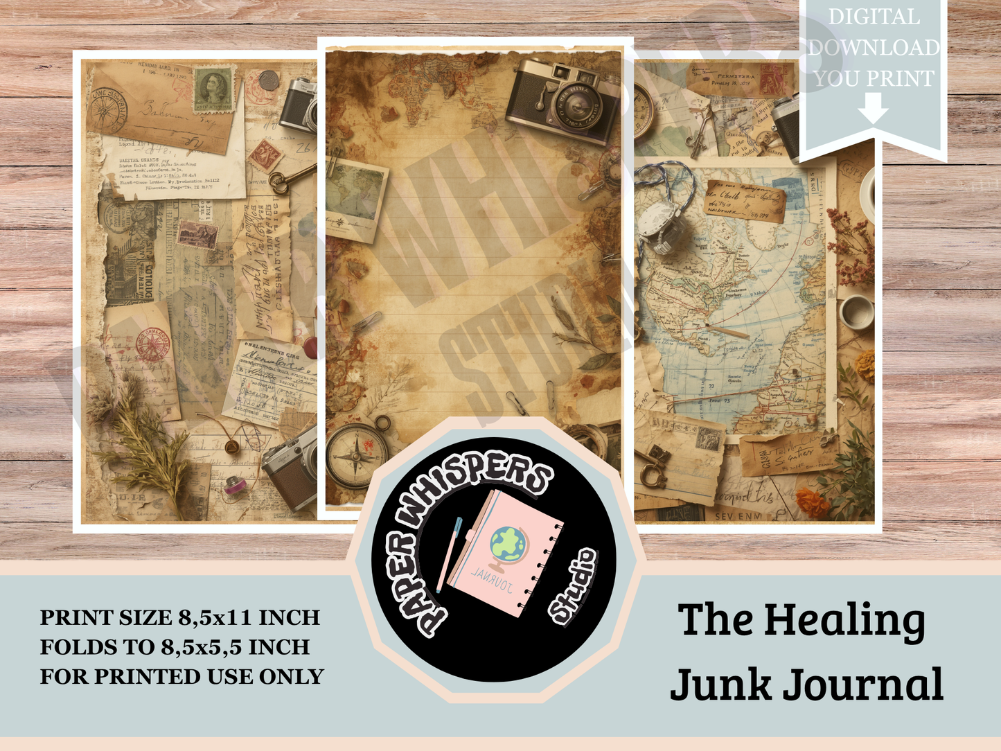 Whispers of Adventure :A Vintage Travel Junk Journal